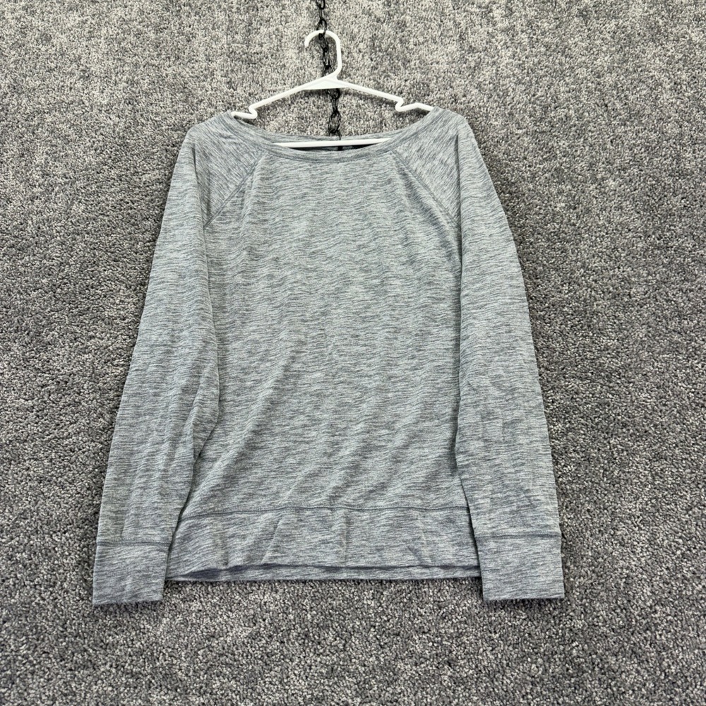 Gap Pullover Womens Large Gray Raglan Long Sleeve Space Dye Keyhole Back Casual